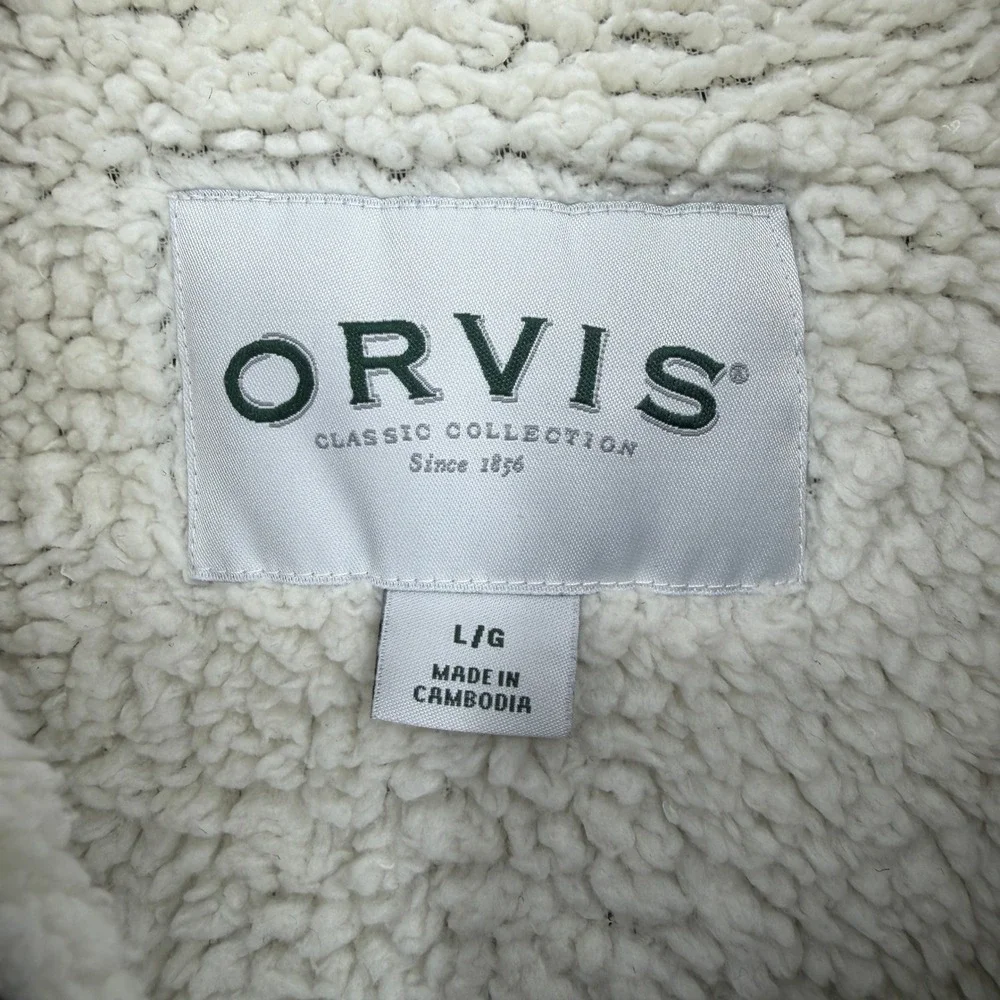 Orvis Mens Marled Quarter Zip Sherpa Lined Pullover Large Black White 1247213